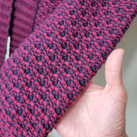 Talbots Wool Blend Cardigan Large Open Front Knit Cardigan Red Blue Long Sleev - Picture 3 of 9